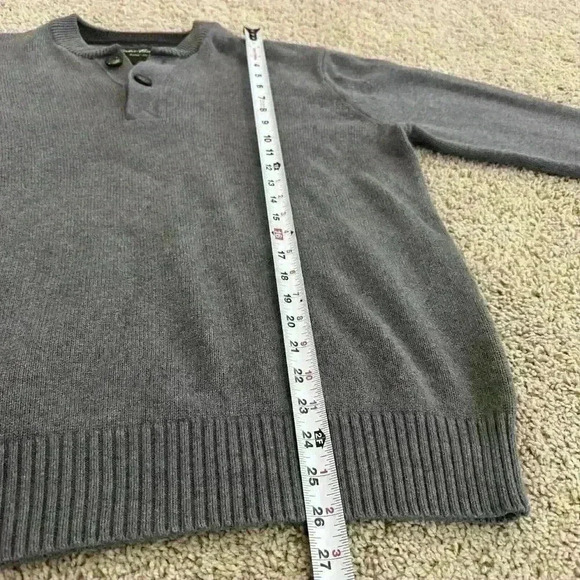 Eddie Bauer Gray Knit Henley Pullover Sweater Men's Size Large - Picture 7 of 15